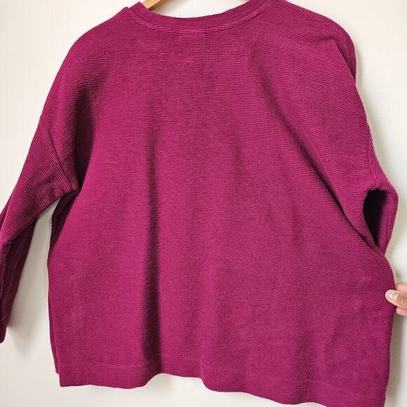 EUC ST JOHN'S BAY MAGENTA RIBBED CREW NECK BOXY PULLOVER SZ L - Picture 9 of 15
